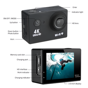 Cámara de Acción Deportiva 4K Waterproof Ultra HD 104K Wifi