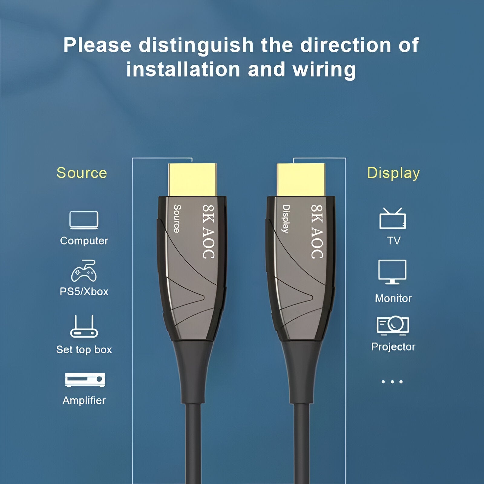 Cable HDMI 8K Profesional V2.1 de Fibra Óptica 40MT 48Gbps