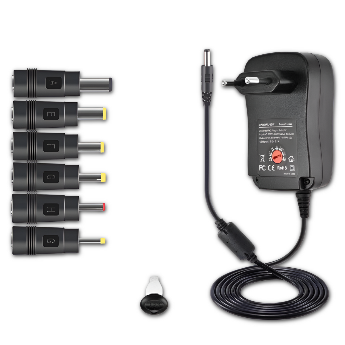 Transformador 12V Regulables 2A / 24W + 6 Plug Universales