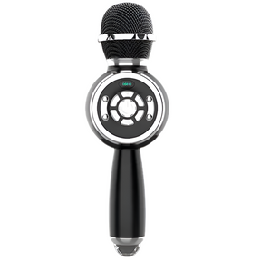 Micrófono Parlante Karaoke BT TWS con Luces Recargable Black