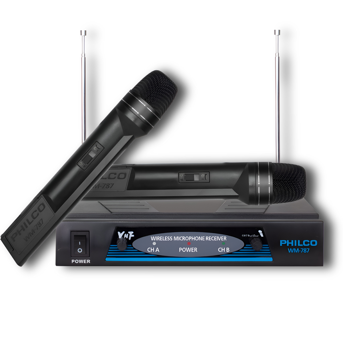 Pack de 2 Micrófonos Inalámbricos VHF PRO WM-787 Audio HD