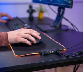 Mouse Pad Gamer Trust Glide L Rgb con Hub Usb 4 Puertos
