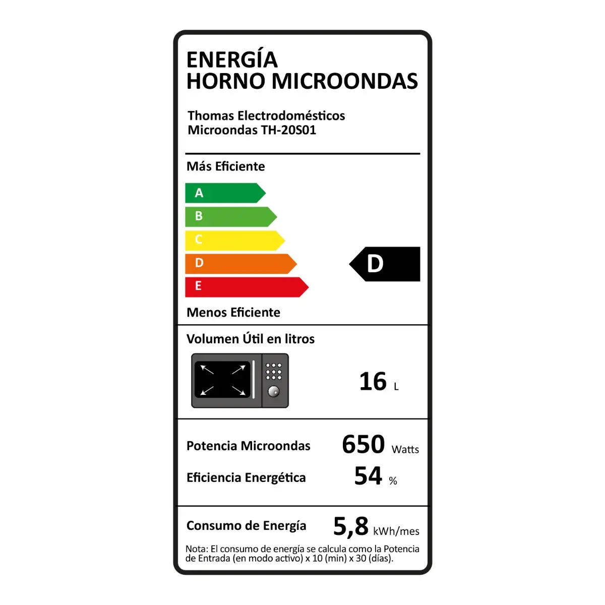 Microondas Thomas 20 Litros 800W de Potencia