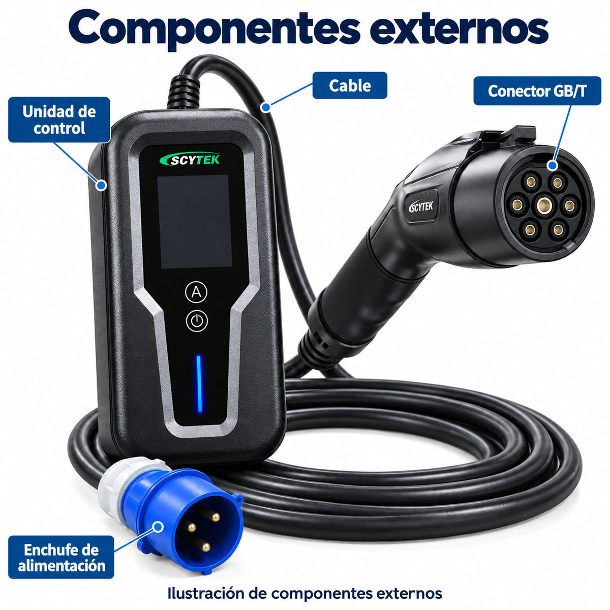 Cargador Auto Eléctrico Portátil GB/T 7kW 32A