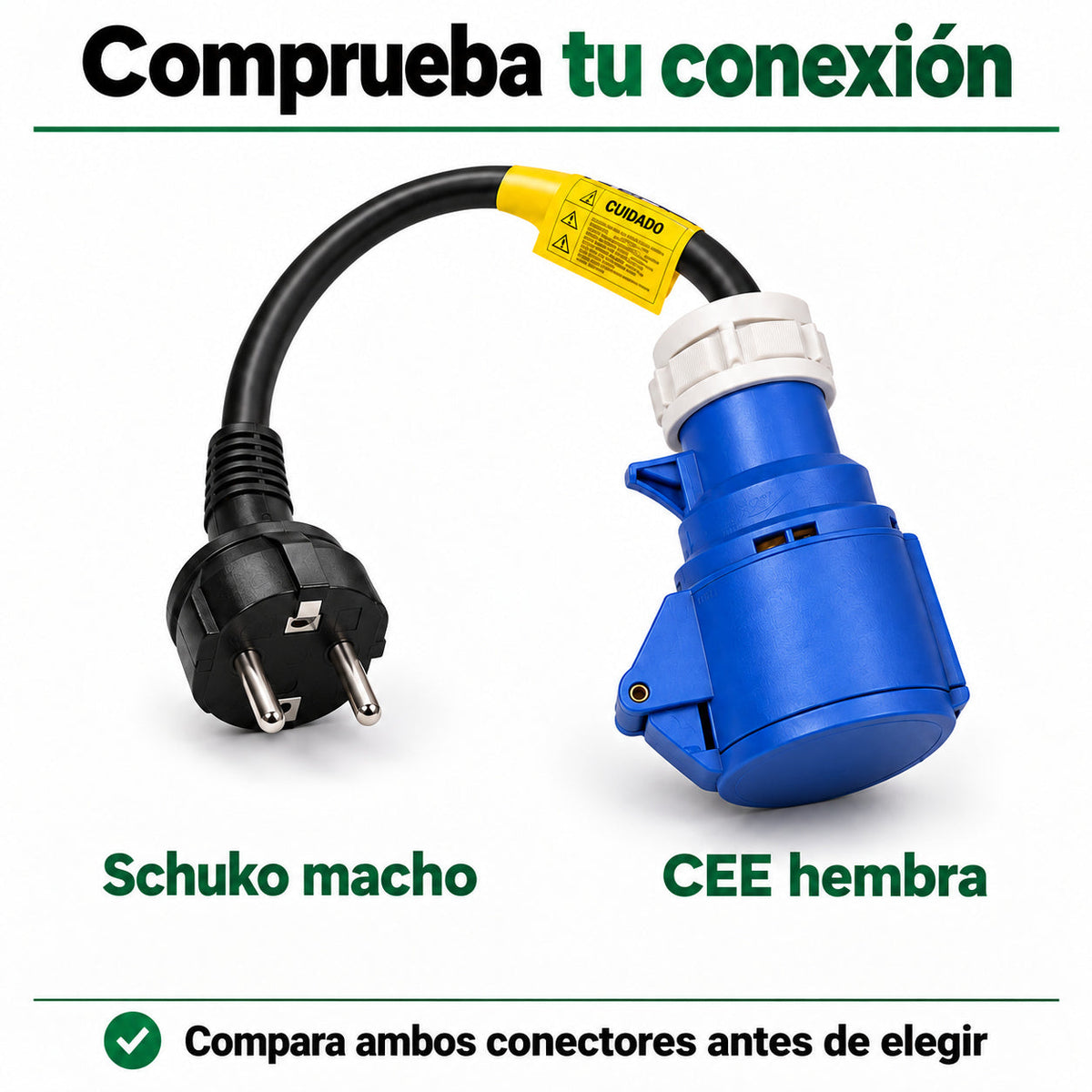 Adaptador de Corriente Schuko y CEE Azul