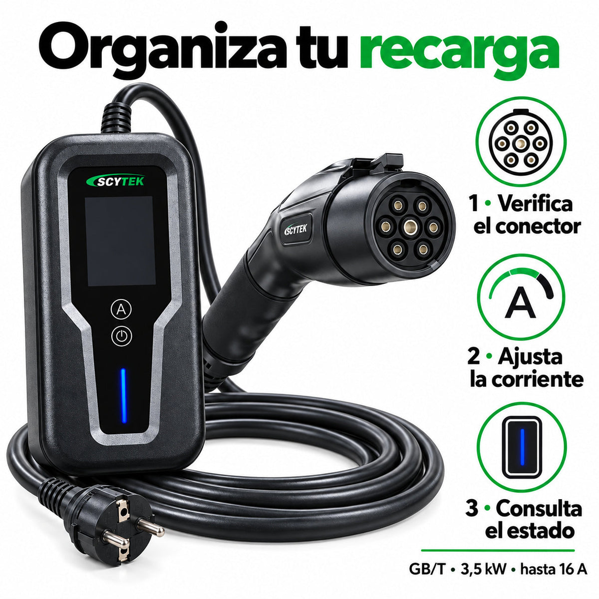 Cargador Auto Eléctrico Portátil GB/T 3,5kW 16A